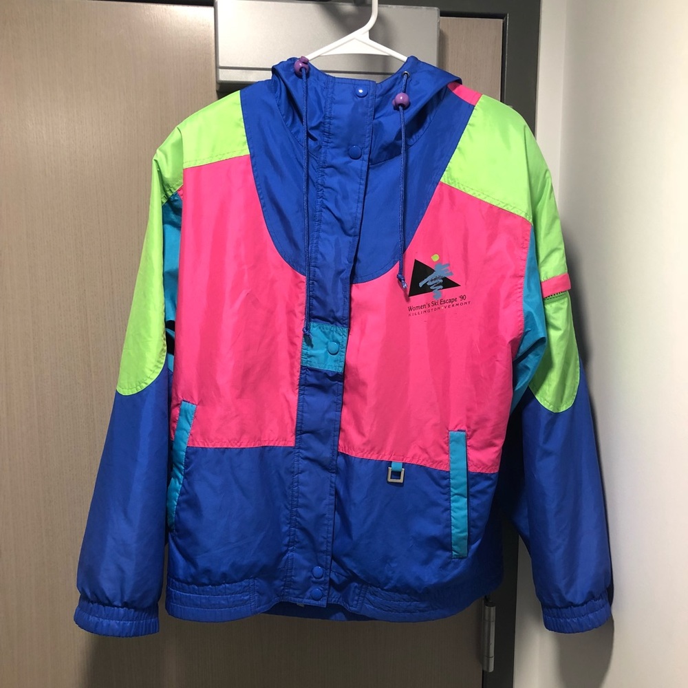 90s retro neon Windbreaker/Ski Jacket